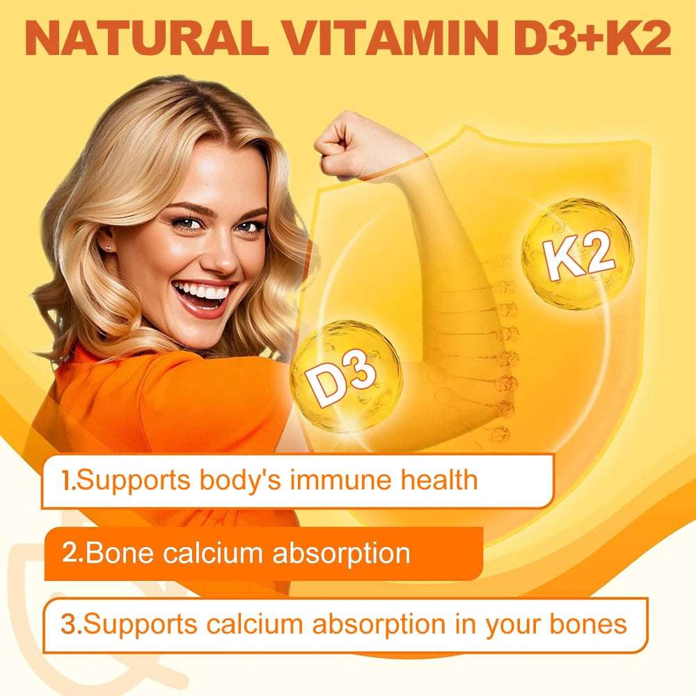 Vitamin D3 + K2 with Organic Virgin Coconut Oil, Vegan D3 (5000iu) with MK7 Vitamin K2 (100mcg), Supports Bone Health Supplement