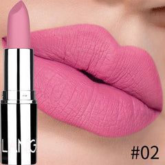 أحمر شفاه Langmani Silver Tube Matte Lipstick Non Staying Cup Makeup أحمر شفاه متوفر بـ 8 ألوان