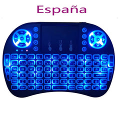 Backlight English Russian French Spanish Portugal Fly Air Mouse 2.4G Touchpad for Android TV Box PC I8 Mini Wireless Keyboard