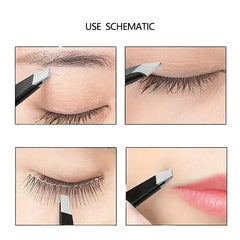 4pcs Tweezers Set - Professional Stainless Steel Tweezers For Eyebrows - Great Precision For Facial Hair, Splinter And Ingrown