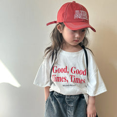 2024 Summer Fashion Loose Girl Children Letter Print T-shirt Boy Baby Cotton Short Sleeve Tees Kid Casual Tops Toddler Clothes