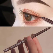 Waterproof matte brown eyeliner pen held near the eye for precise lining
