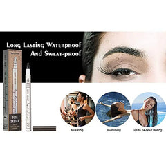 Dark Brown Eyebrow Pencil Microblading Eyebrow Pen Makeup Waterproof 4 Tip Eyebrow Pen Black Liquid Pen Enhancer Cosmetic