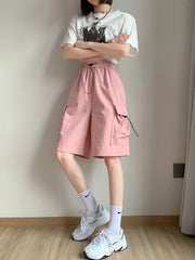 Sweet Cool Sle Women's Workwear orts Summer Thin American Qui Dry Casual Wide Leg Five-Quarter Loose Straight Cut Pants