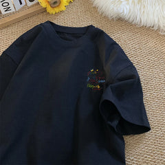 ex Pure Cotton ort Sve T-irt fiti Letter Print Casual Faionable UV Protection Coating Tag Removed Clothing