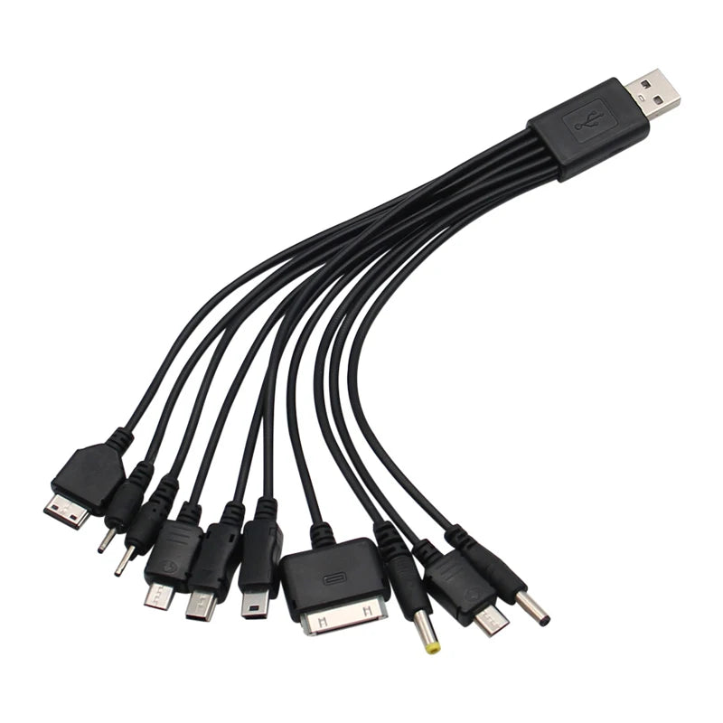 كابل شاحن الهاتف المحمول متعدد المنافذ من USB إلى كابل USB 10 إلى 1 لأجهزة Samsung وXiaomi وHuawei وGoogle وOPPO وVivo