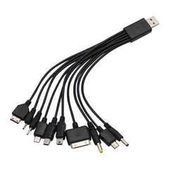 كابل شاحن الهاتف المحمول متعدد المنافذ من USB إلى كابل USB 10 إلى 1 لأجهزة Samsung وXiaomi وHuawei وGoogle وOPPO وVivo