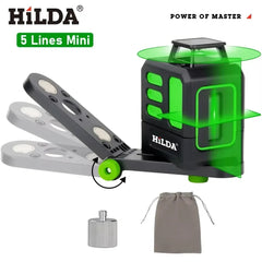 HILDA Laser Level 2 lines/5 Lines 360 Automatic Leveling Level Construction Tool Equipment Green Light Cross Laser Good Gift