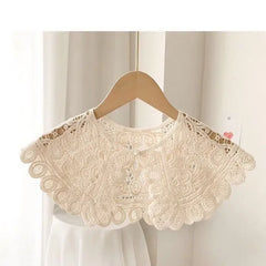 Women Shrugs Lace Hollow Out Female Summer Casual All-match Shawls Simple Scarf-collar Sleeveless Knitted Tops Korean Style Chic