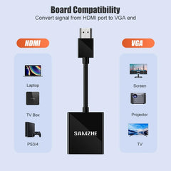 محول VGA متوافق مع HDMI بدقة 1080 بكسل من SAMZHE مع كابل صوت وفيديو مزود بمصدر طاقة ومخرج صوت للشاشة PS3 PS4 XBOX