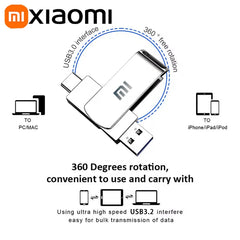 Xiaomi 16TB USB3.2 Flash Drive Metal High-Speed Pen Drive 8TB 4TB Waterproof Type-C USB Pen Drive For Computer Storage Devices