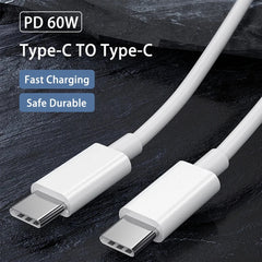 كابل بيانات شحن سريع PD 60 وات USB C إلى USB Type C كابل بيانات لهاتف Iphone 15 15Pro Huawei Samsung Xiaomi خط بيانات أسود أبيض 1 متر 2 متر 3 متر