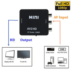 محول RCA AV إلى HDMI متوافق مع AV/CVSB L/R Video Box HD 1080P 1920*1080 يدعم NTSC PAL إخراج AV إلى HDMI متوافق
