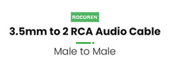 كابل صوت Aux من Rocoren مقاس 3.5 مم إلى 2RCA، محول مقسم من مقبس 3.5 مم إلى 2 RCA ذكر لصندوق التلفزيون ومكبر الصوت والفيديو وكابل سلك مكبر الصوت
