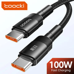 كابل Toocki 100 واط من النوع C إلى USB C بتقنية PD 3.0 للشحن السريع 4.0 من النوع C إلى النوع C لأجهزة iPhone 15 وMacbook وSamsung وXiaomi
