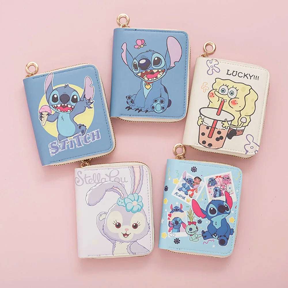 Stitch Coin Purse Fashion Cartoon Zipper Wallet Kawaii Anime Student Print Card Holder ID Storage Bag Card Pack Christmas Gift