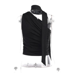 Backless Sexy Off Shoulder Halter Tank Tops Women Vintage Sleeveless Crop Top Y2K Clothes Club Female Casual Summer