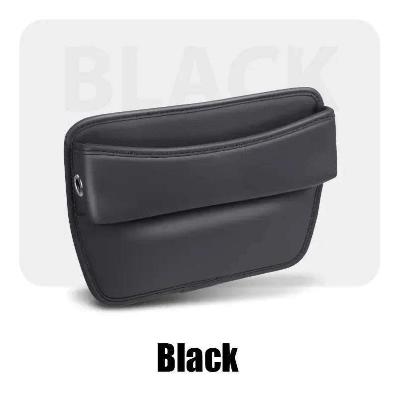 Car seat gap organizer storage box, black, side pocket for cards and small items
