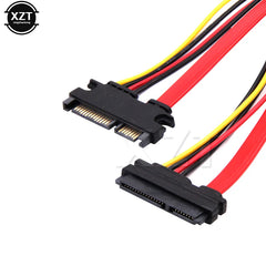 أحدث كابل SATA بطول 0.3 متر، 22 سنًا، ذكر إلى أنثى، 7+15، 22 سنًا، موصل تمديد كابل بيانات SATA تسلسلي ATA، موصل تمديد كابل الطاقة