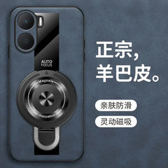 Case for Xiaomi Poco X7 pro magnetic ring holder luxury silicone sheepskin leather plexiglass Pu premium shockproof back cover