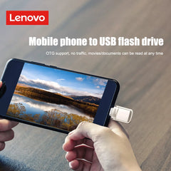 محرك أقراص فلاش USB 3.1 أصلي من لينوفو بسعة 2 تيرابايت معدني U Disk 2 في 1 OTG 1024 جيجابايت 128 جيجابايت 512 جيجابايت 1 تيرابايت للهواتف والحاسوب