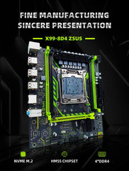 مجموعة اللوحة الأم ZSUS X99-8D4 مع وحدة المعالجة المركزية LGA2011-3 Xeon E5 2650 V4 DDR4 16 جيجابايت (1*16 جيجابايت) 2133 ميجا هرتز ذاكرة وصول عشوائي NVME M.2 SATA