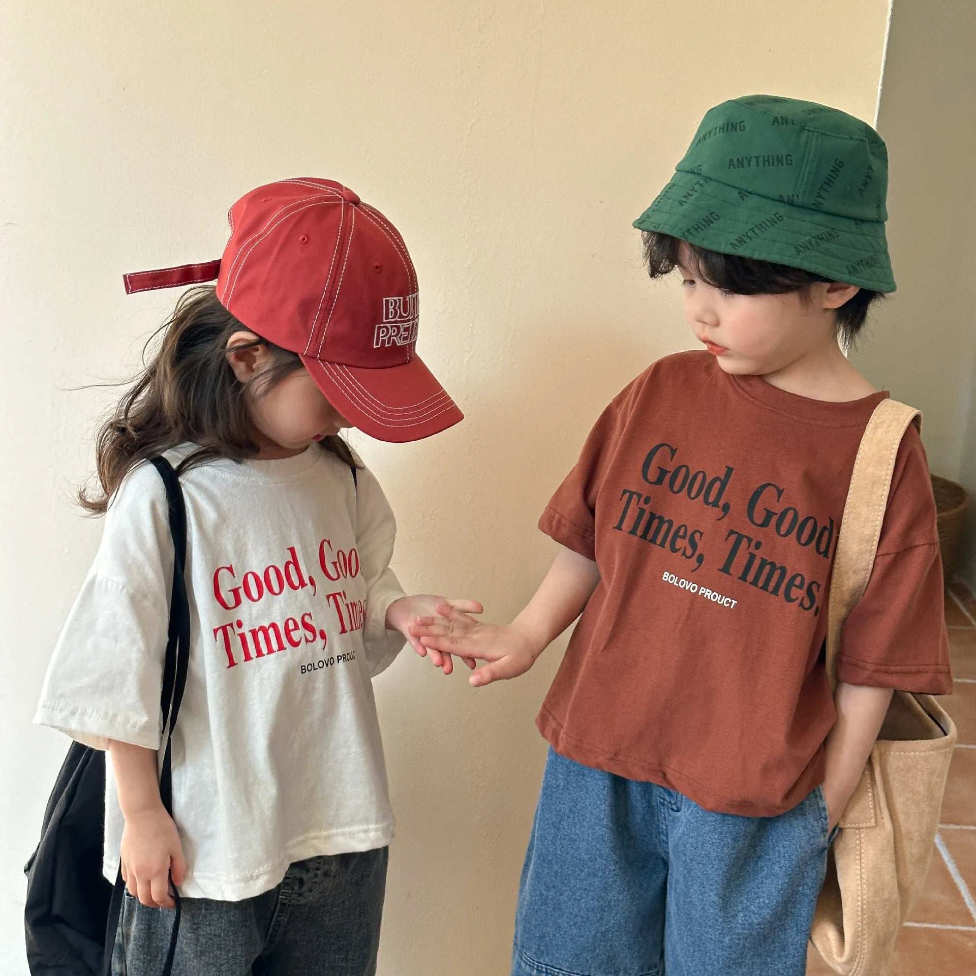 2024 Summer Fashion Loose Girl Children Letter Print T-shirt Boy Baby Cotton Short Sleeve Tees Kid Casual Tops Toddler Clothes