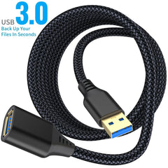 كابل نقل بيانات USB 3.0 ذكر إلى أنثى عالي السرعة من LAIHONEN مضفر من النايلون، مناسب لأجهزة الكمبيوتر والكاميرا والطابعات وكابل تمديد لأجهزة إكس بوكس