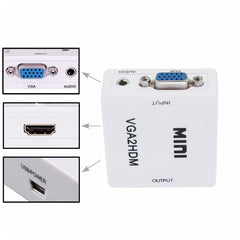 HD 1080P VGA to HDMI Adapter HDMI to VGA Converter with Audio Interface HDMI-compatible Adapter for Notebook Xbox360 DVD PS3 PC