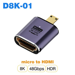 محول كابل HDMI 2.1 من UGOURD، محول من mini micro hdmi إلى HDMI 2.1 بسرعة 48 جيجابت في الثانية، 8K60HZ، 4K120HZ، لأجهزة العرض عالية الدقة، PS4، PS5، الكمبيوتر المحمول، الكمبيوتر الشخصي