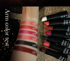 7Colors Glitter Lipstick Waterproof Long Lasting Diamond Pearlescent Metallic Lipstick Black Lipgloss Women Lips Makeup Cosmetic