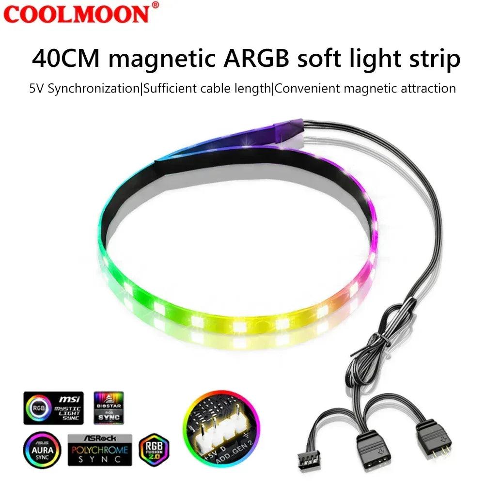 COOLMOON 40cm magnetic ARGB LED strip with rainbow glow and cable set