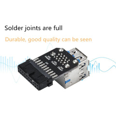 Female Motherboard Adapter USB 3.0 19 20 Pin Socket to Dual USB 3.0 A Splitter Anti-Interference Ability Stability