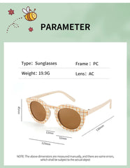 2023 New Kids Cute Checker Panel Color Round UV400 Sunglasses Baby Girls Outdoor Sun Protection Sunglasses Children Sun Glasses