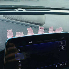 6pcs/set Cute pig cartoon Car Interior Decoration Car Doll Center Console Screen Decoration Cute Car Accessories for Women