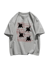 Cute Cartoon  ort Sve T-irt Women's Summer Casual Loose Fit plus Size American Sle Cotton Top Korean Version