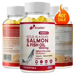 Wild Alaskan Salmon Oil - Pure Fish Omega 3 EPA DHA Fatty Acids - Supports Joint Function, Brain, Eye, Immune and Heart Health