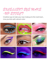 Fit Colors 12pcs/set colorful liquid UV waterproof Fluorescent Eyeliner Face Body Paint Pen long-lasting easy to remove