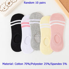 5/10 Pairs of WOMEN and MEN Cotton Socks, Casual Breathable Short Socks, and Girls' Cartoon Bear Low Cut Ankle Boat Socks