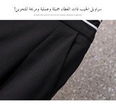 بنطلون نسائي صيفي جديد من الحرير الجليدي مطبوع عليه أرجل واسعة رفيعة فضفاض غير رسمي بسبع نقاط بنطلون عالي الخصر للتنقل