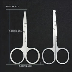 2 sets of small beauty scissors for facial hair -nose, beard, eyebrows, eyelashes-professional stainless steel trimming scissors