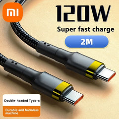 شاحن شاومي السريع 120 واط PD شحن سريع عالي الجودة كابل USB C إلى USB Type C لهاتف iPhone 15 Plus Pro Max Samsung S24