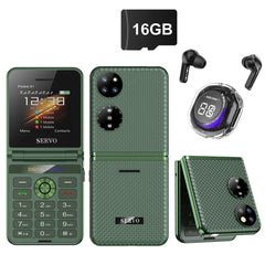 هاتف محمول SERVO Pocket S1 بأربع بطاقات SIM قابل للطي، اتصال سريع، GSM، صوت سحري، مصباح يدوي، تسجيل مكالمات، MP4، FM، نسيج، هواتف خلوية