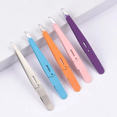Eyebrow Tweezer 1 Piece Colorful Hair Beauty Fine Hairs Puller Stainless Steel Slanted Eye Brow Clips Removal Makeup Tools