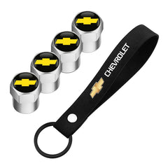 Car Tire Valve Caps Dustproof Covers & keychain Auto Styling For Chevrolet Captiva Colorado Cruze Spark Malibu Trax Aveo
