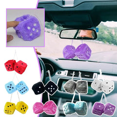 1Kit Fuzzy Plush Dice with Dots Retro Square Plush Hanging Mirror Fuzzy Dices Kid Toys For Pink Car Interior Ornament Decoration