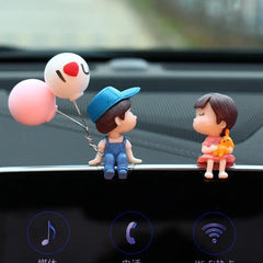 Car Accessories Cute Cartoon Couples Action Figure Figurines Balloon Ornament Auto Interior Dashboard for Girls Gifts