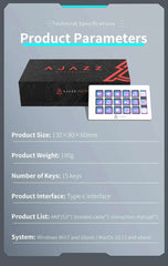 AJAZZ AKP153E Stream Deck Multifunctional Console Panel Desktop Assistente 15 Macro Keys Trigger Actions Custom Mini Keyboard