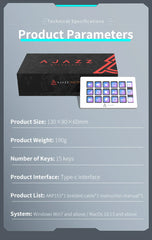 AJAZZ AKP153E Stream Deck لوحة تحكم متعددة الوظائف مع 15 مفتاح ماكرو ولوحة مفاتيح صغيرة مخصصة لإجراءات التشغيل