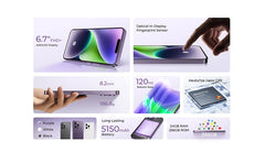 هاتف OUKITEL P1 الذكي بشاشة AMOLED مقاس 6.7 بوصة ومعالج MTK Helio G99 وذاكرة وصول عشوائي (8 جيجابايت) وذاكرة تخزين داخلية (256 جيجابايت) وكاميرا 50 ميجابكسل وبطارية 5150 مللي أمبير في الساعة ونظام NFC ونظام تشغيل Android 14